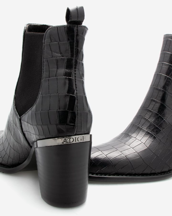 bottines imitation croco noir