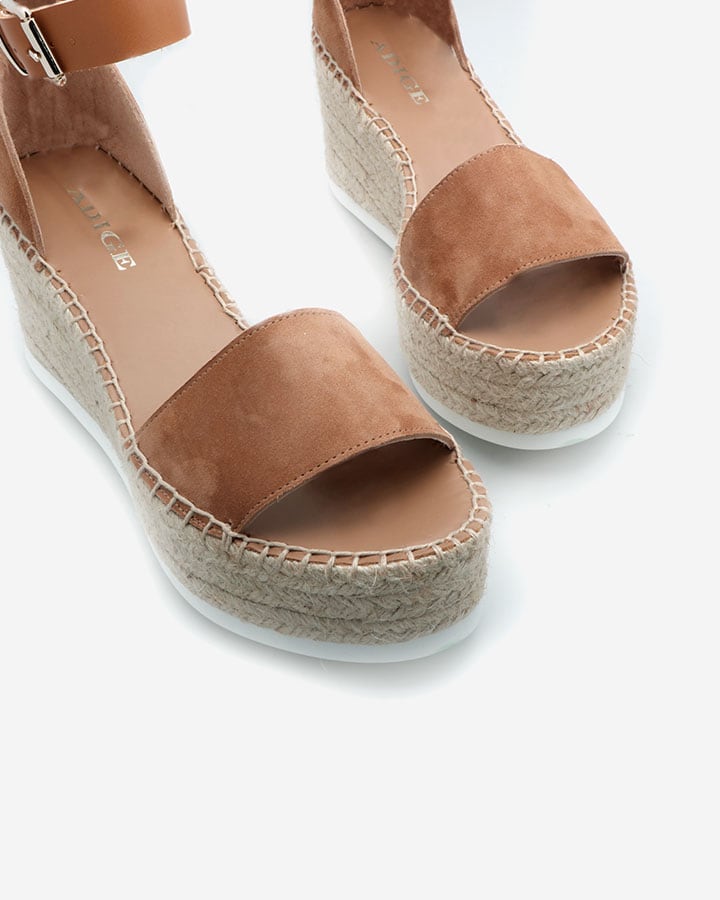 ESPADRILLE COMPENSEE VELOURS CAMEL