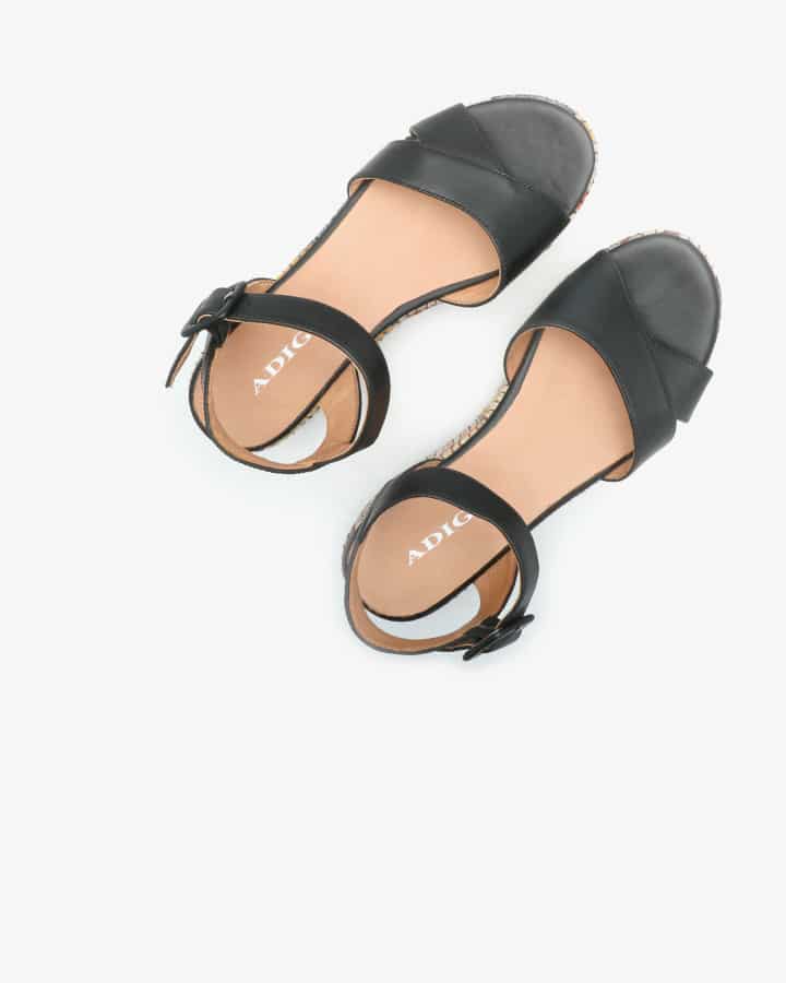 Sandale Compensée Chic Noir