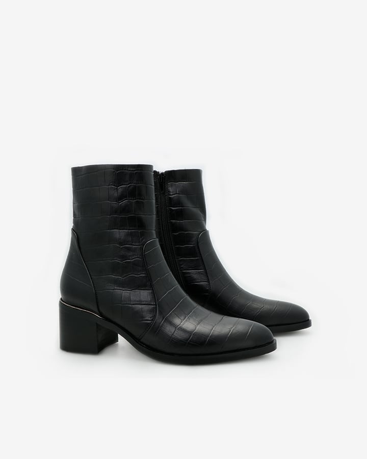 Bottines cuir effet croco 2025