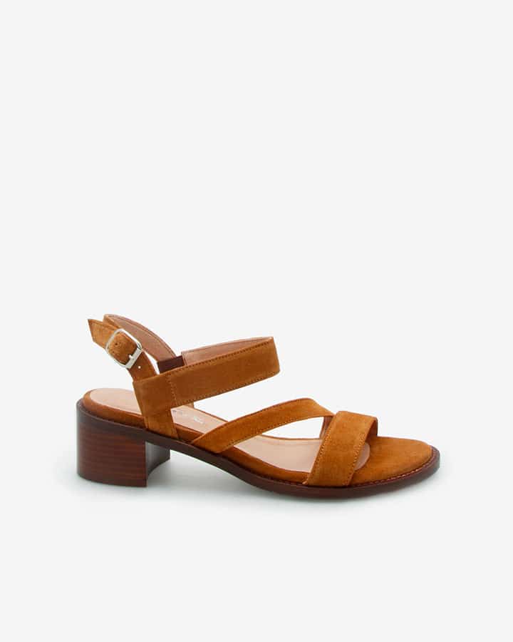 sandale petit talon camel