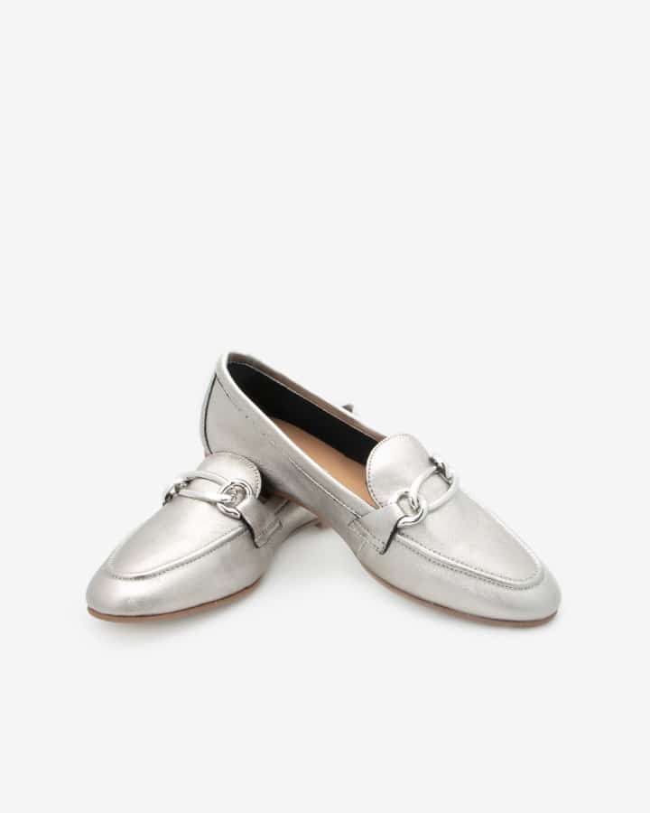 Mocassin cuir argente Lorel