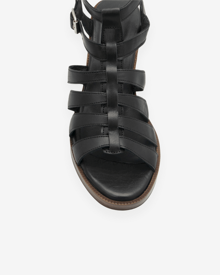 Sandale Talon Cuir Noir Spartiate Rosya Adige Chaussures