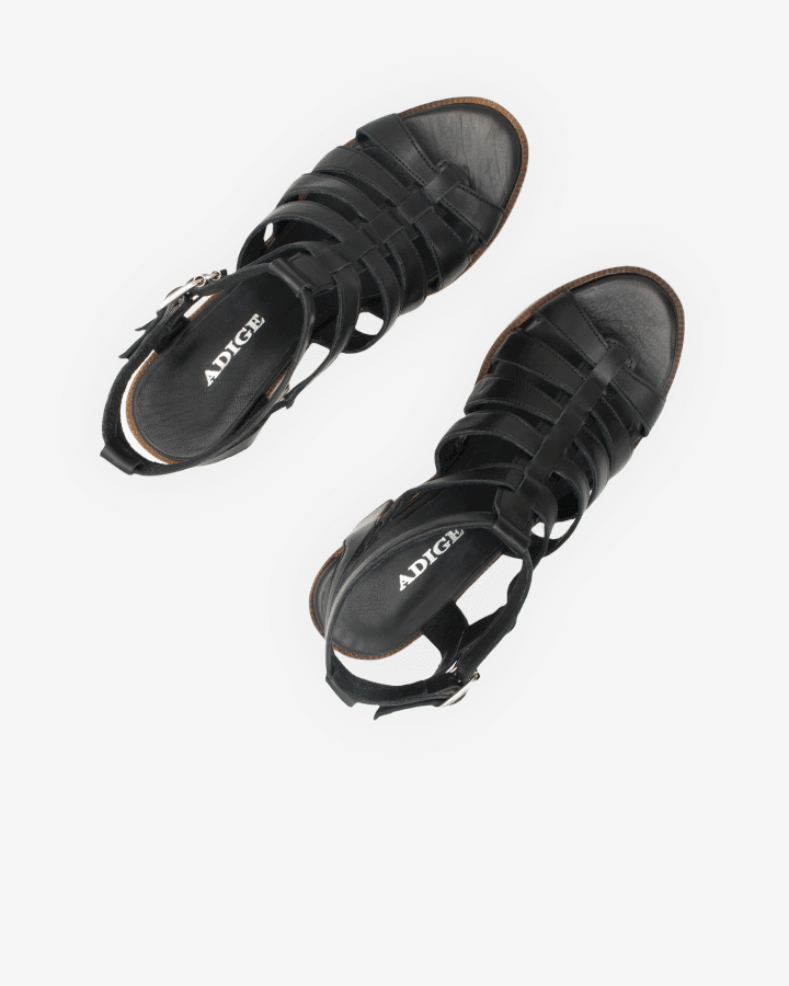 sandale talon noir spartiate