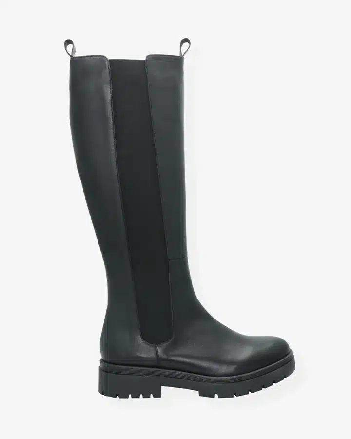 Botte chunky cuir noir Milan