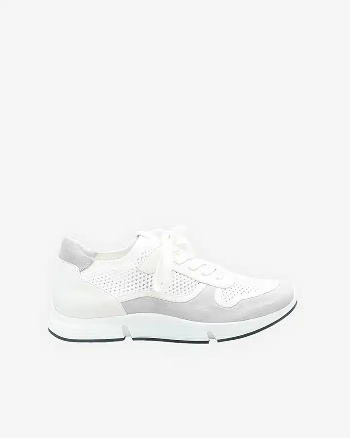 Basket lycra perforée femme blanc et gris