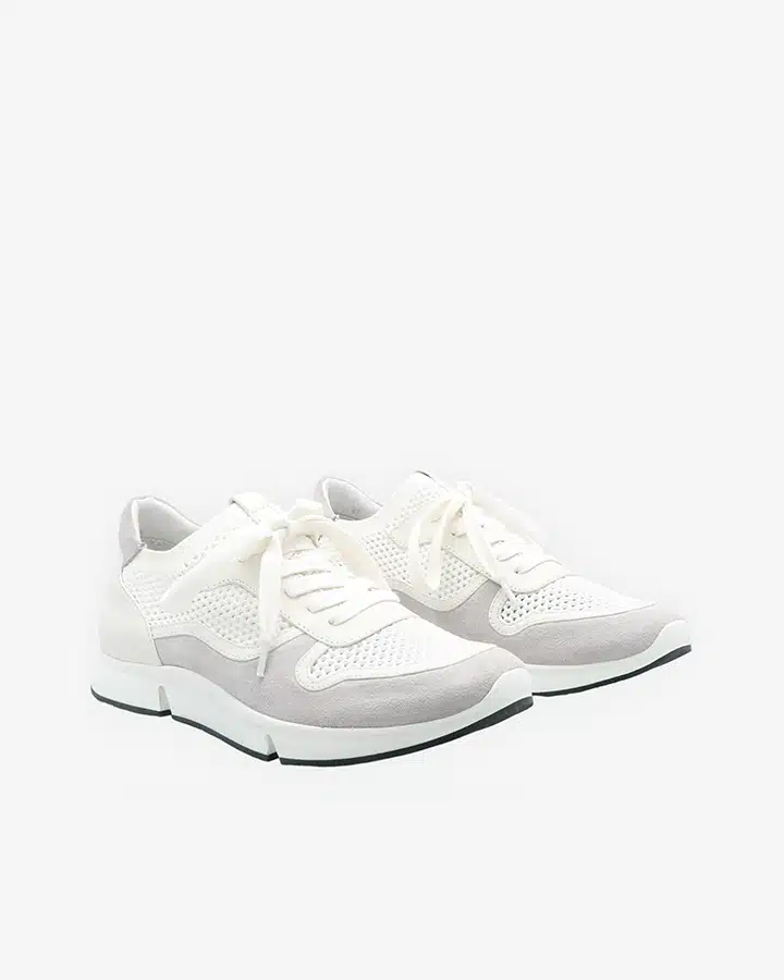 Basket lycra perforée femme blanc et gris