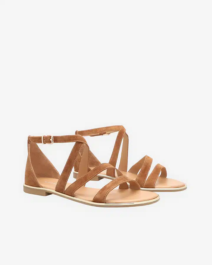 Sandales plates camel Alix