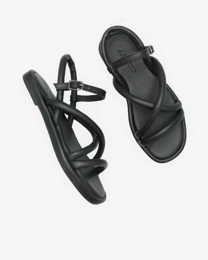 Sandale cuir noir femme