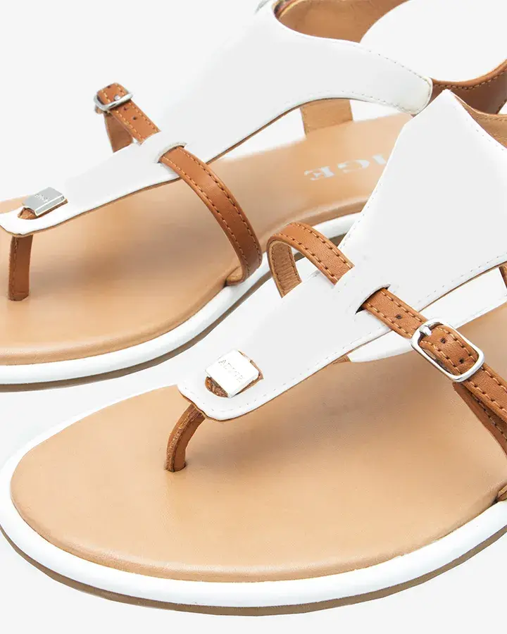 Sandale Plate Vernis Blanc Femme
