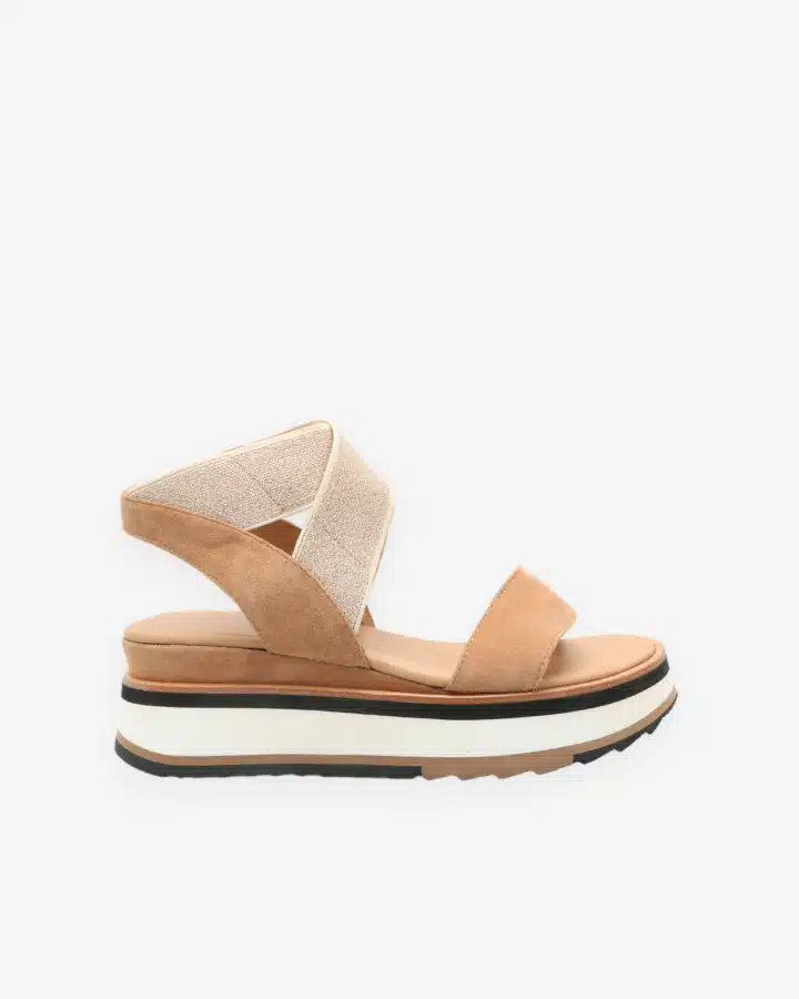 Sandale compensée camel 2025