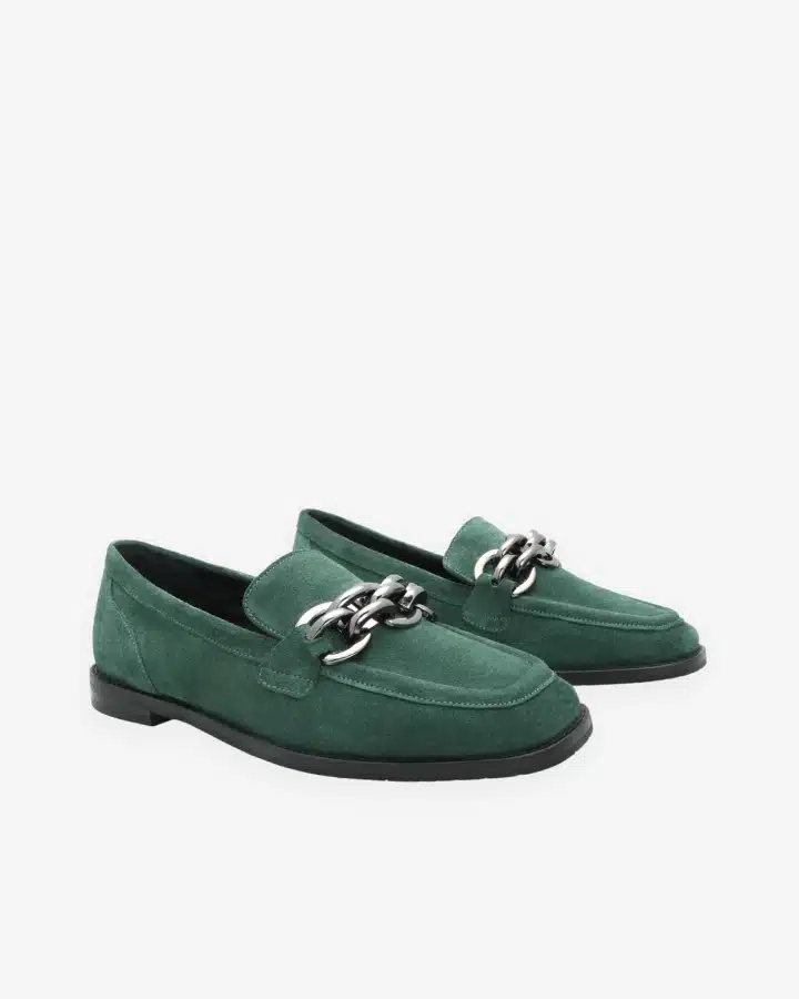 Mocassin daim vert émeraude john