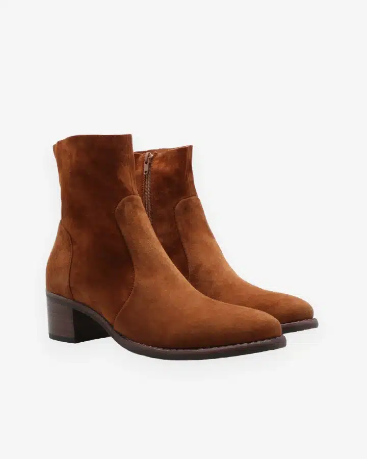 Bottine velours marron femme