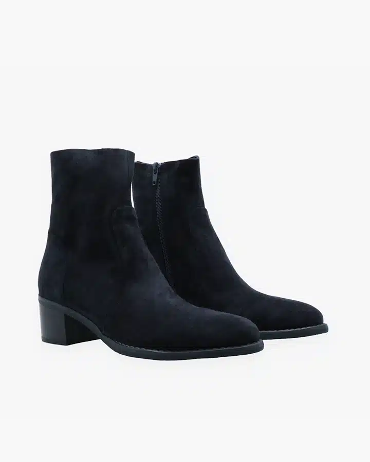 Bottine velours bleu femme