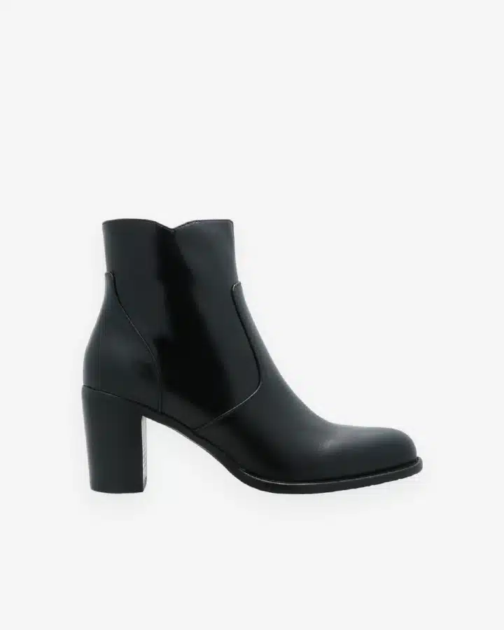 Bottine talons cuir noir