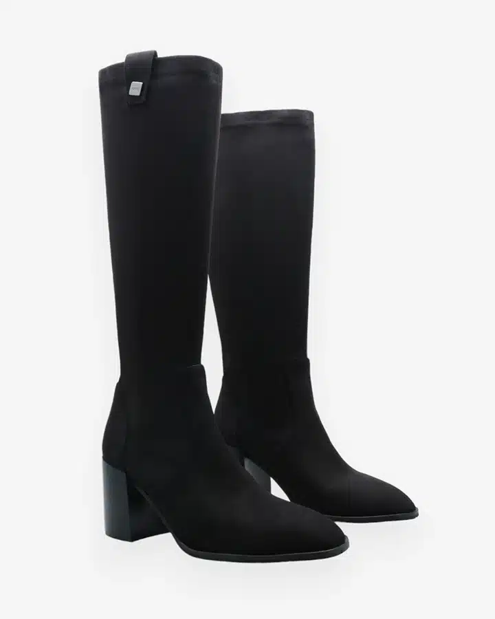 Bottes velours noir à talon haut