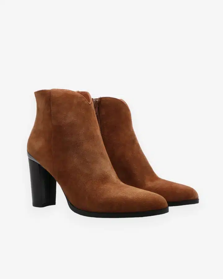 Bottine daim marron talon