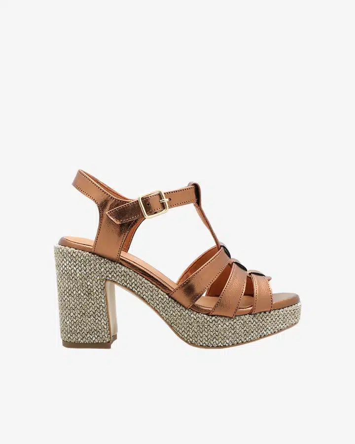 Sandales talons cuir bronze Pornic