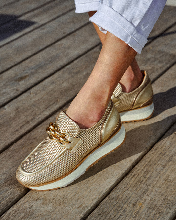 Basket sans lacet doree Xalam Adige Chaussures