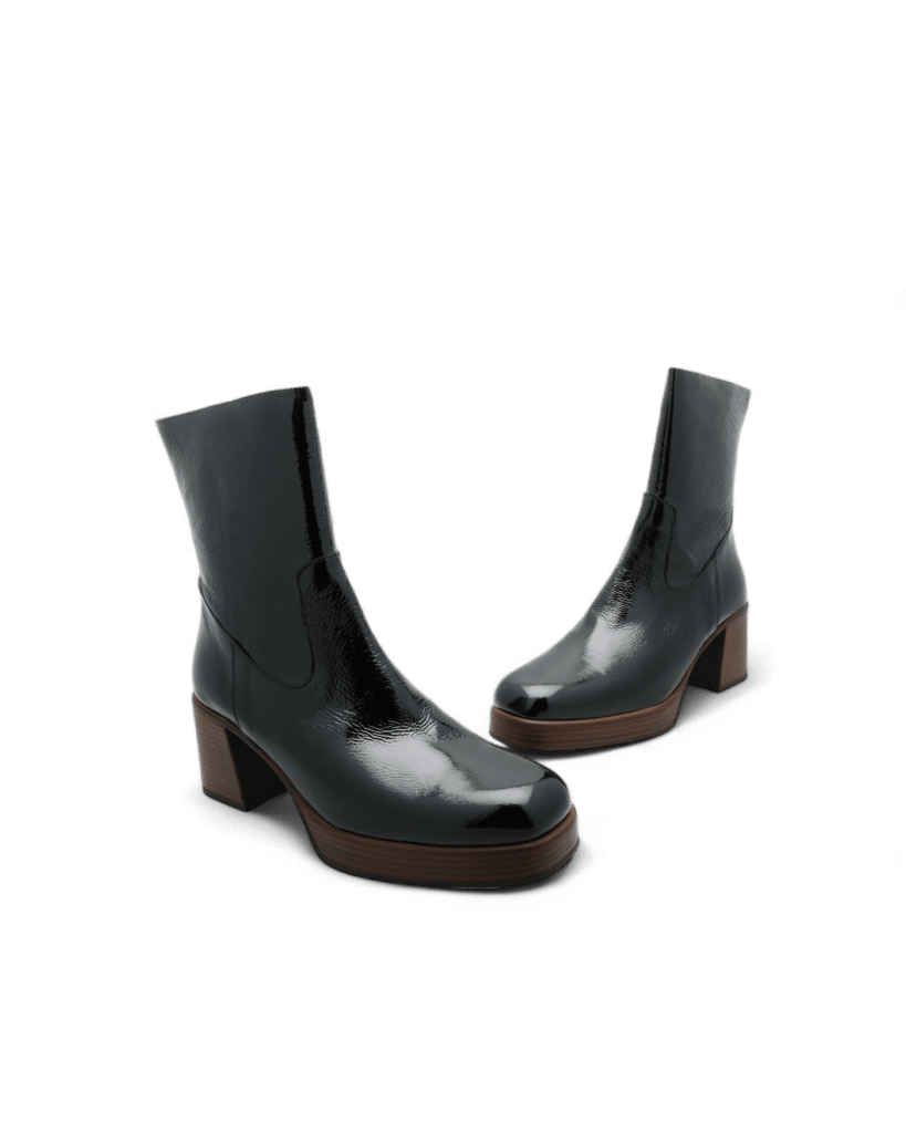 Bottine talon carré vernis outlet