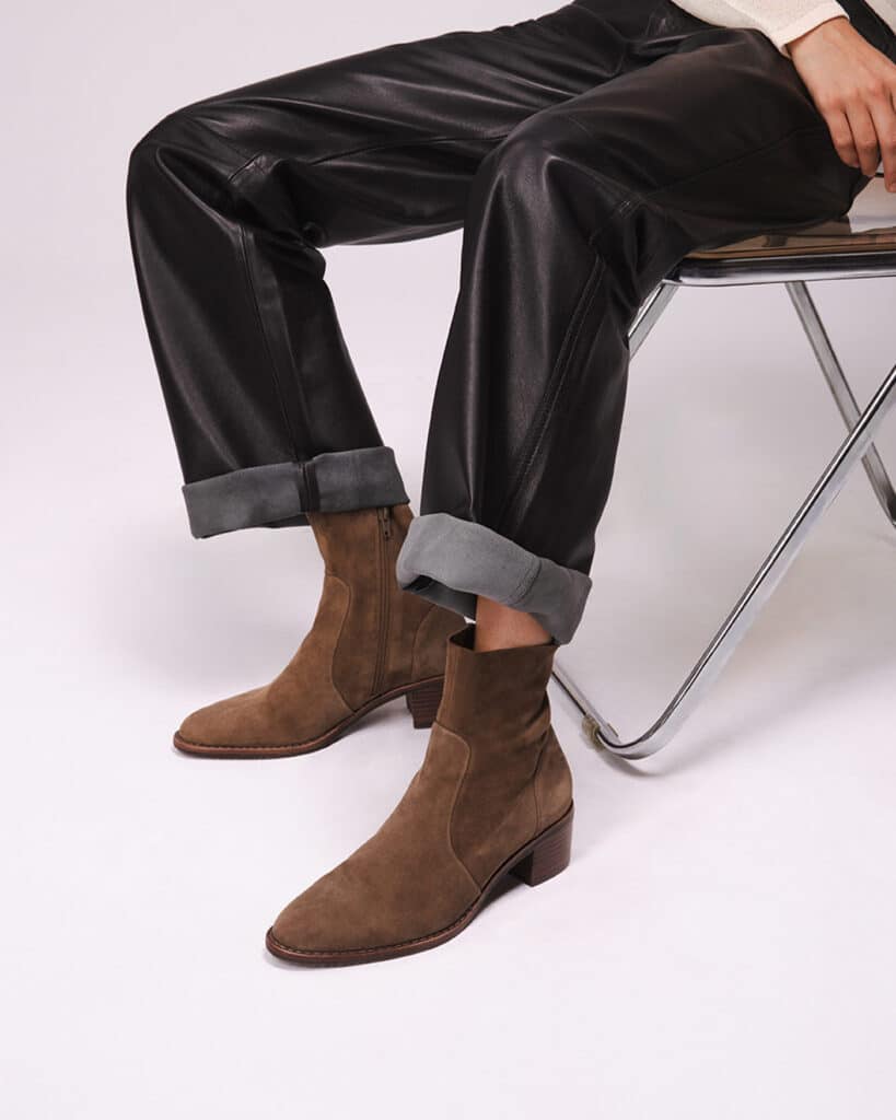 Bottines en daim marron