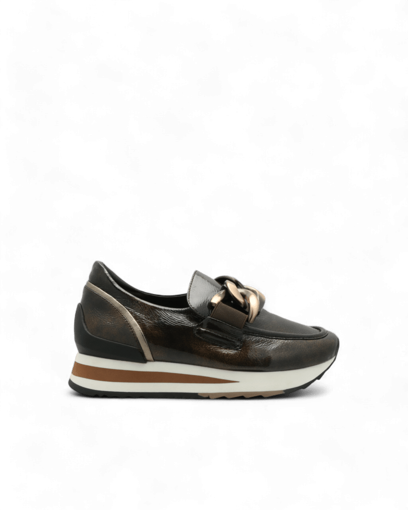 Basket verni femme marron Xales adige