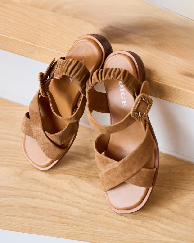 sandales plates camel bali