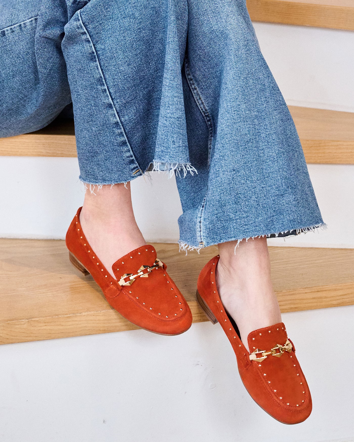 Mocassin en daim femme orange Kama adige
