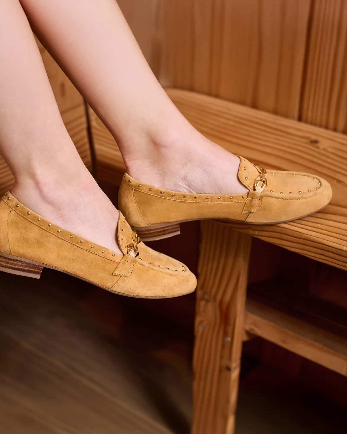 Mocassin en daim femme jaune Kama adige