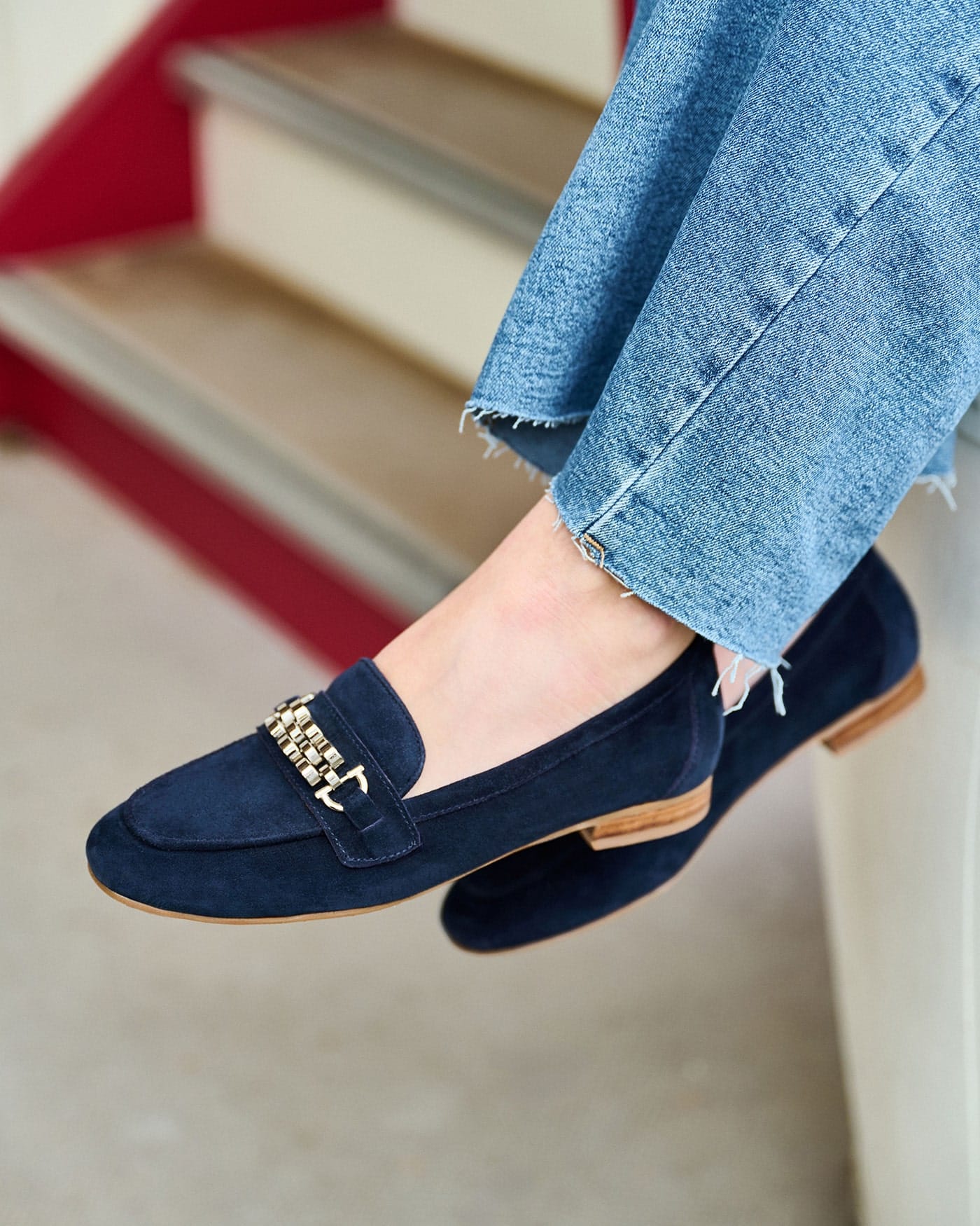 Mocassin femme daim marine Laam adige