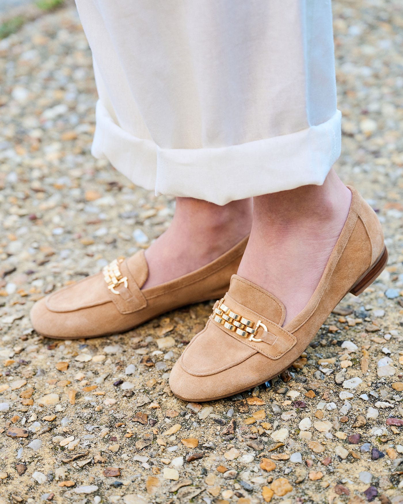 Mocassin femme daim beige Laam adige