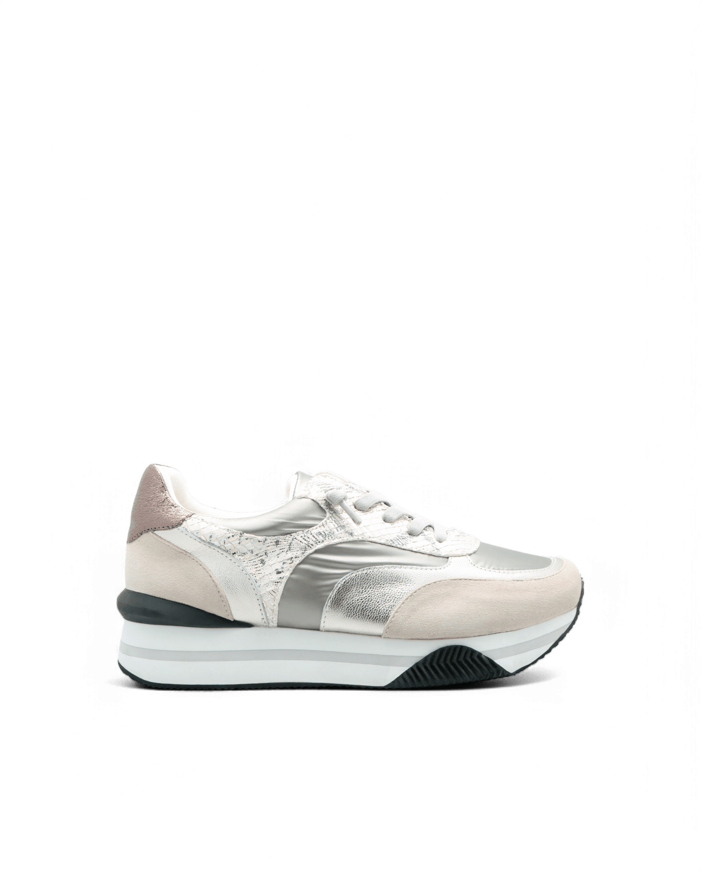 Basket confortable femme argentée Pink adige