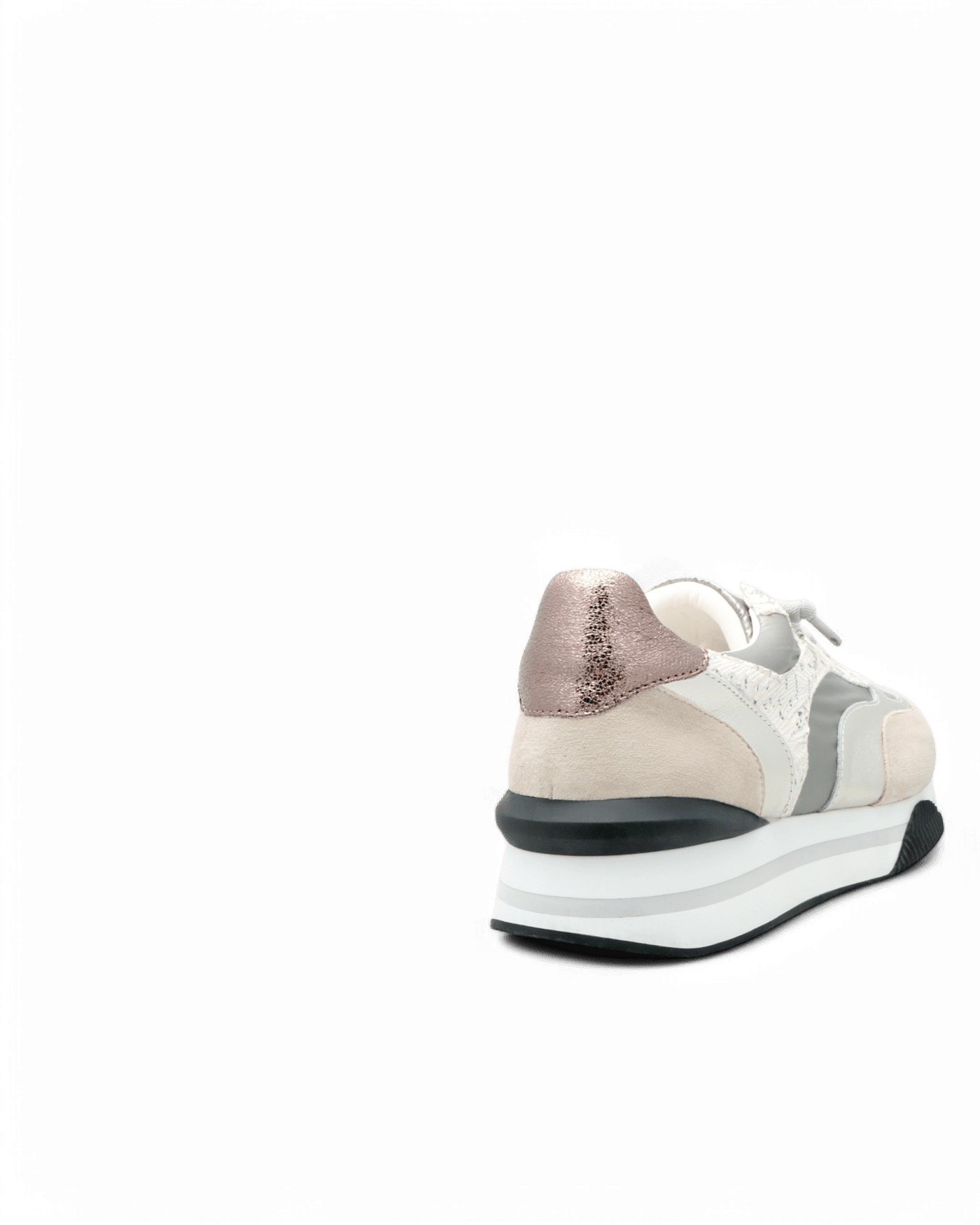 Basket confortable femme argentée Pink adige