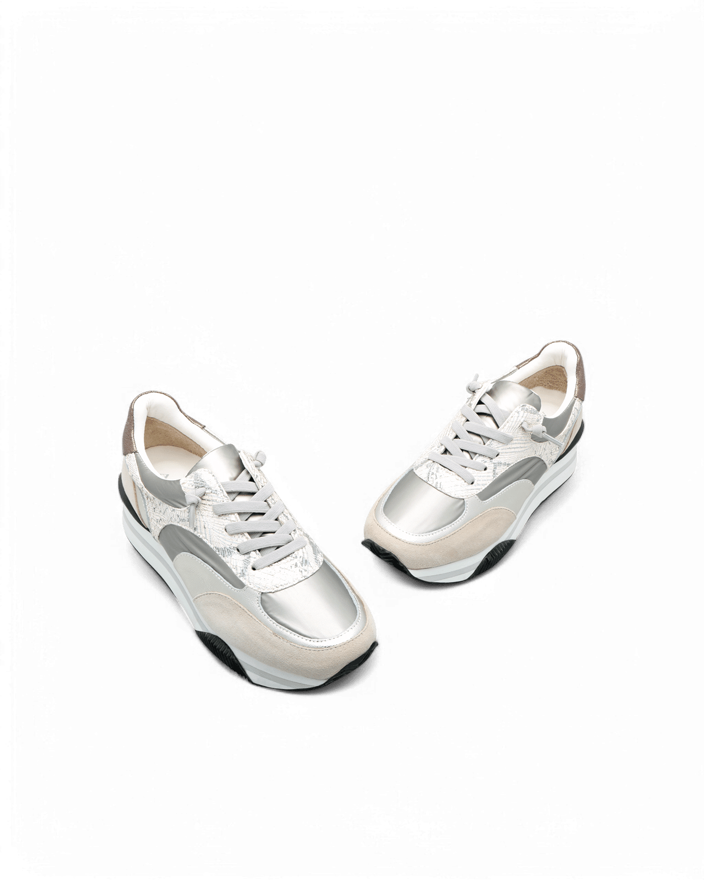 Basket confortable femme argentée Pink adige