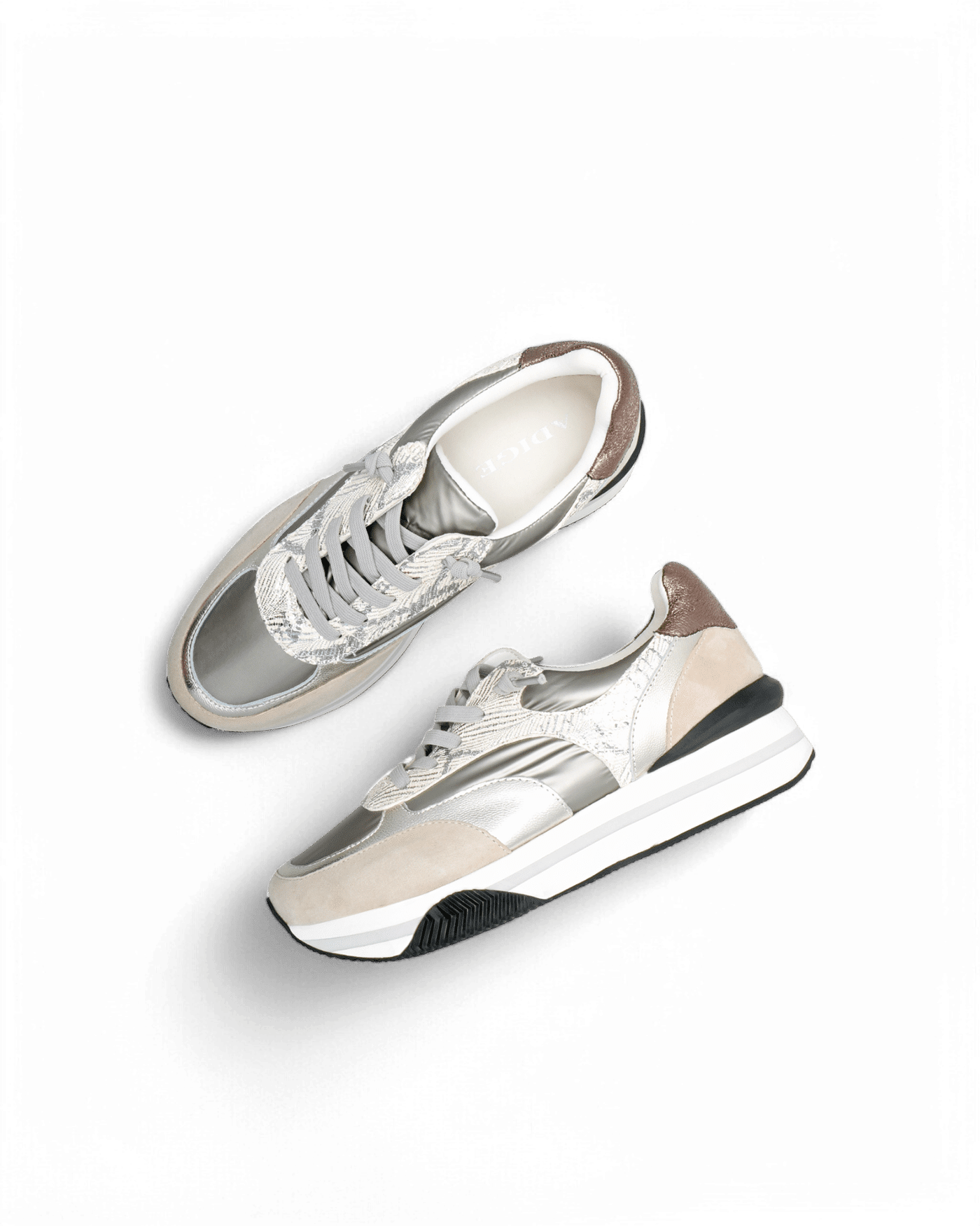 Basket confortable femme argentée Pink adige