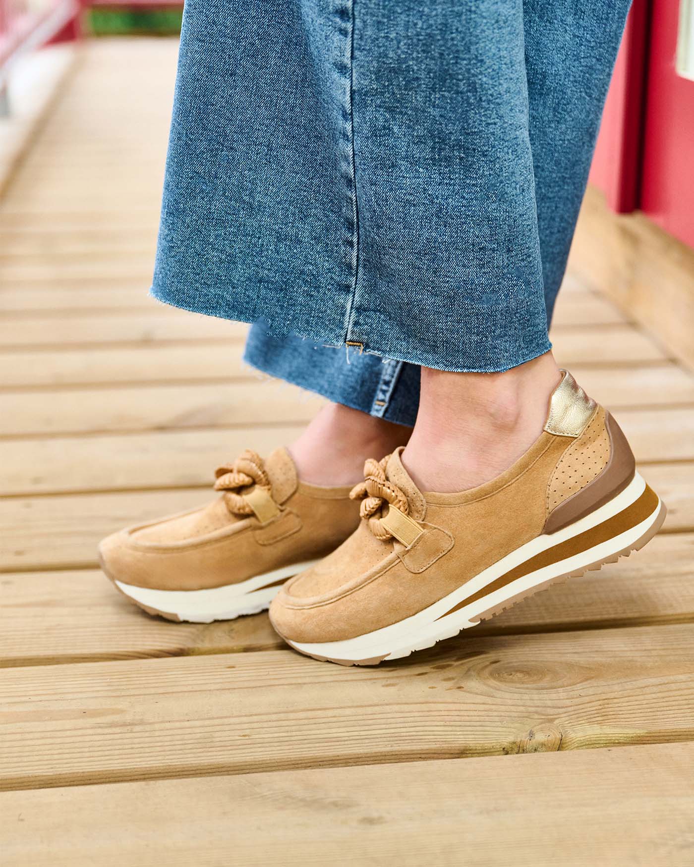 Basket femme velours camel Xena adige