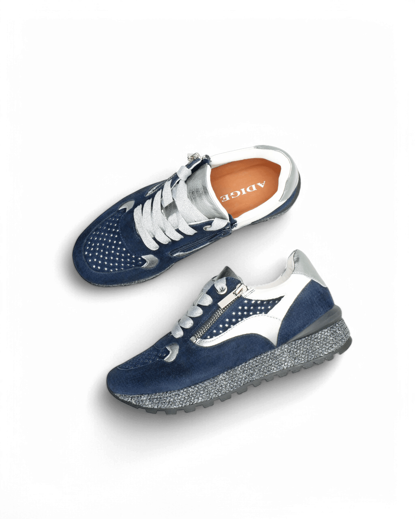 Baskets lacets bleu marine Yoko adige