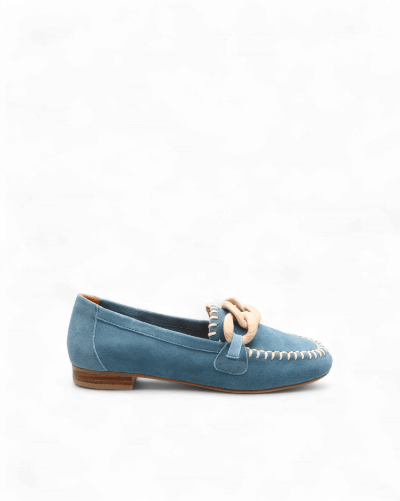 Mocassins daim femme bleu Lenny adige