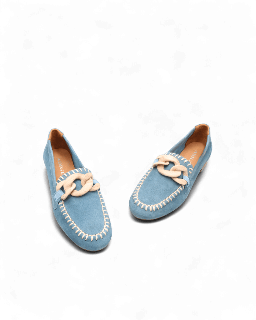 Mocassins daim femme bleu Lenny adige
