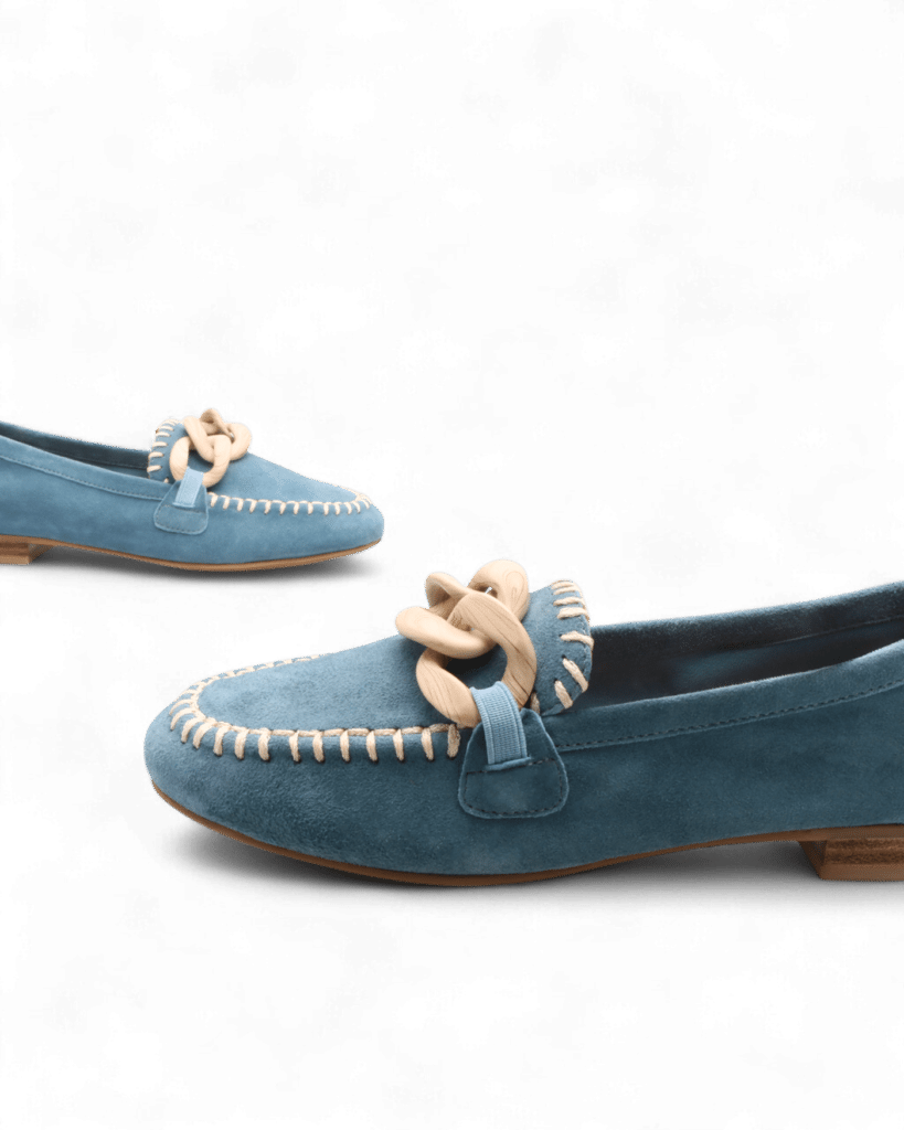 Mocassins daim femme bleu Lenny adige
