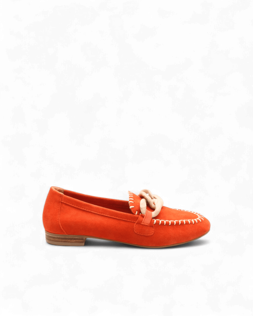 Mocassins daim femme orange Lenny adige