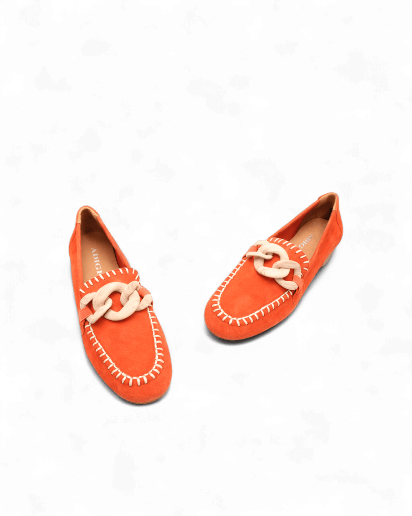 Mocassins daim femme orange Lenny adige