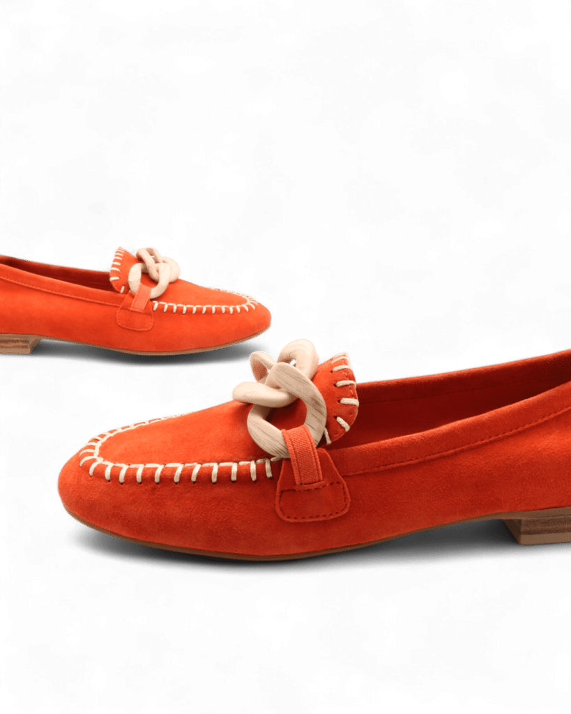 Mocassins daim femme orange Lenny adige