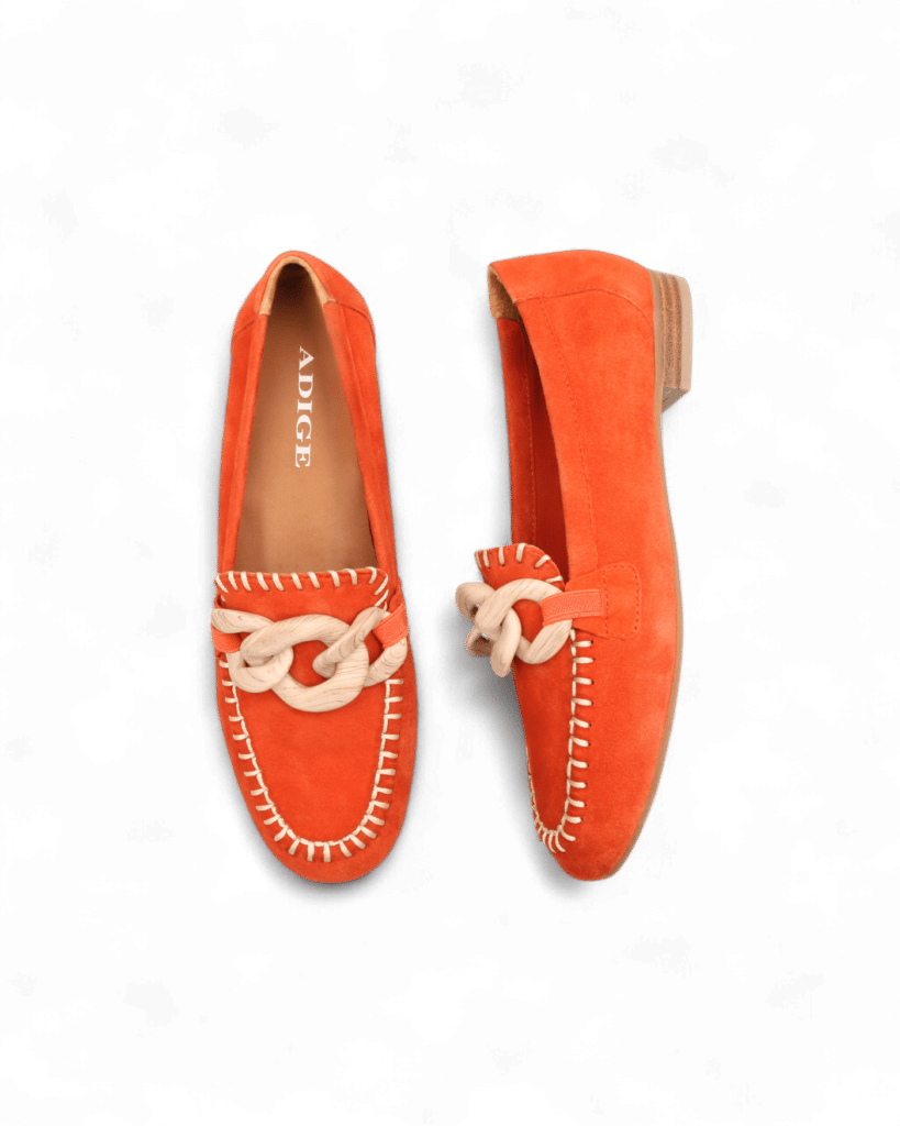 Mocassins daim femme orange Lenny adige