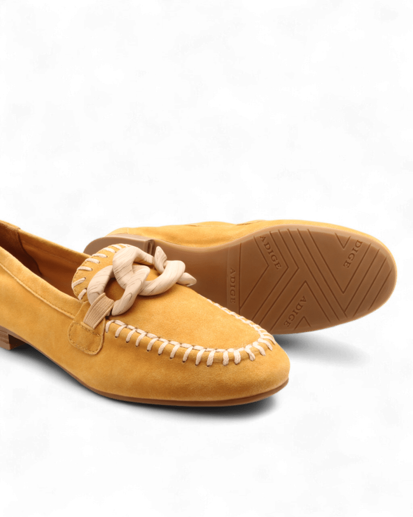 Mocassins daim femme jaune Lenny adige