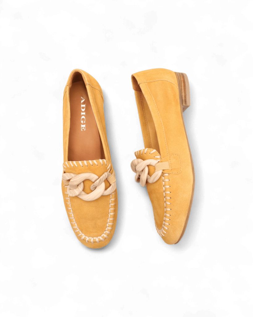 Mocassins daim femme jaune Lenny adige