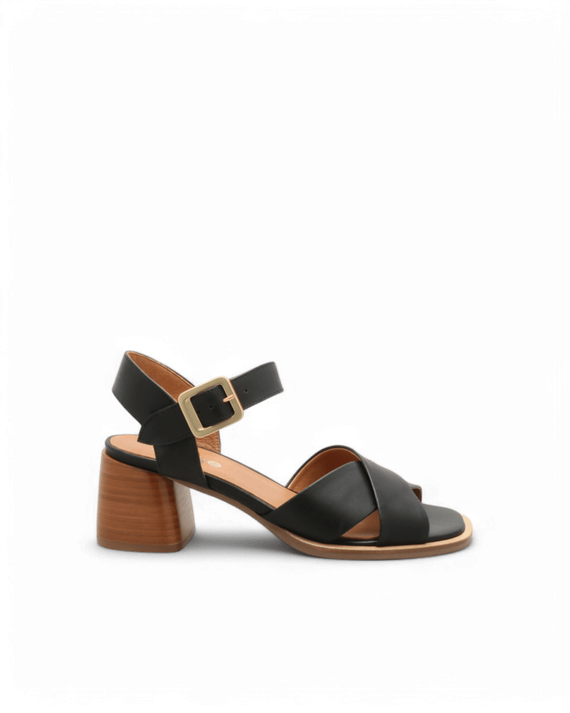 sandales à talon cuir noires rita adige