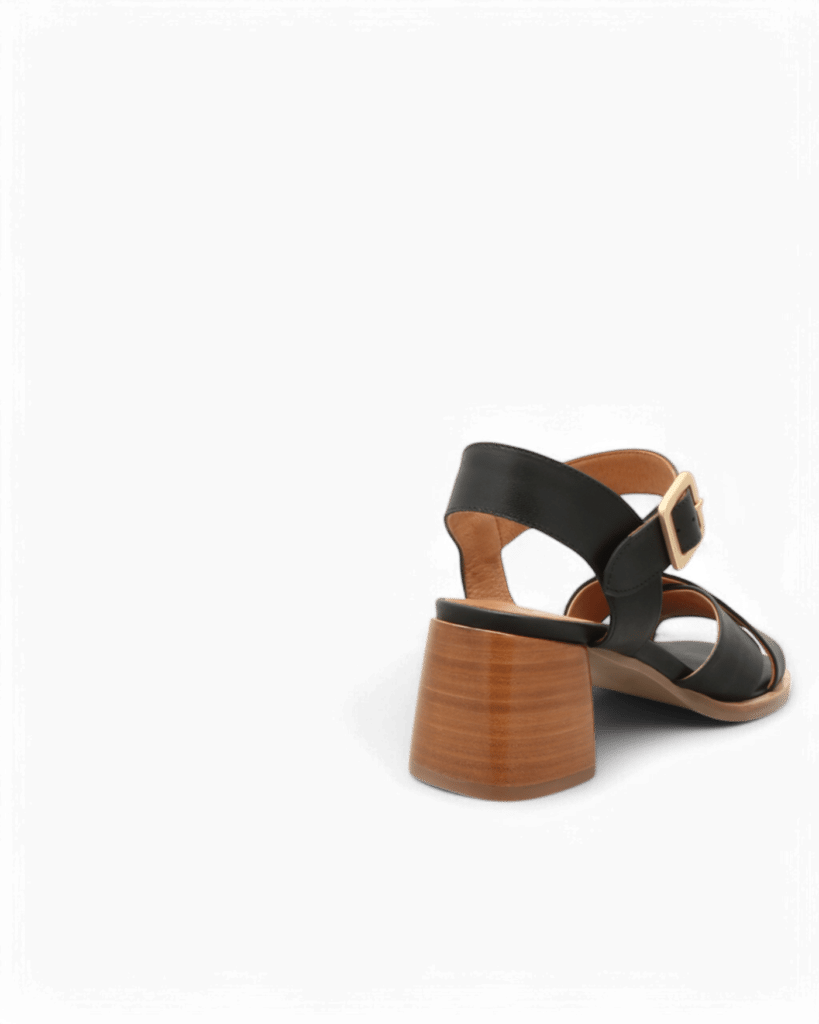 sandales à talon cuir noires rita adige