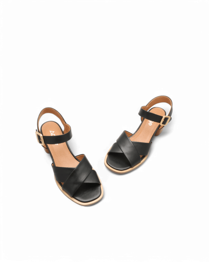 sandales à talon cuir noires rita adige