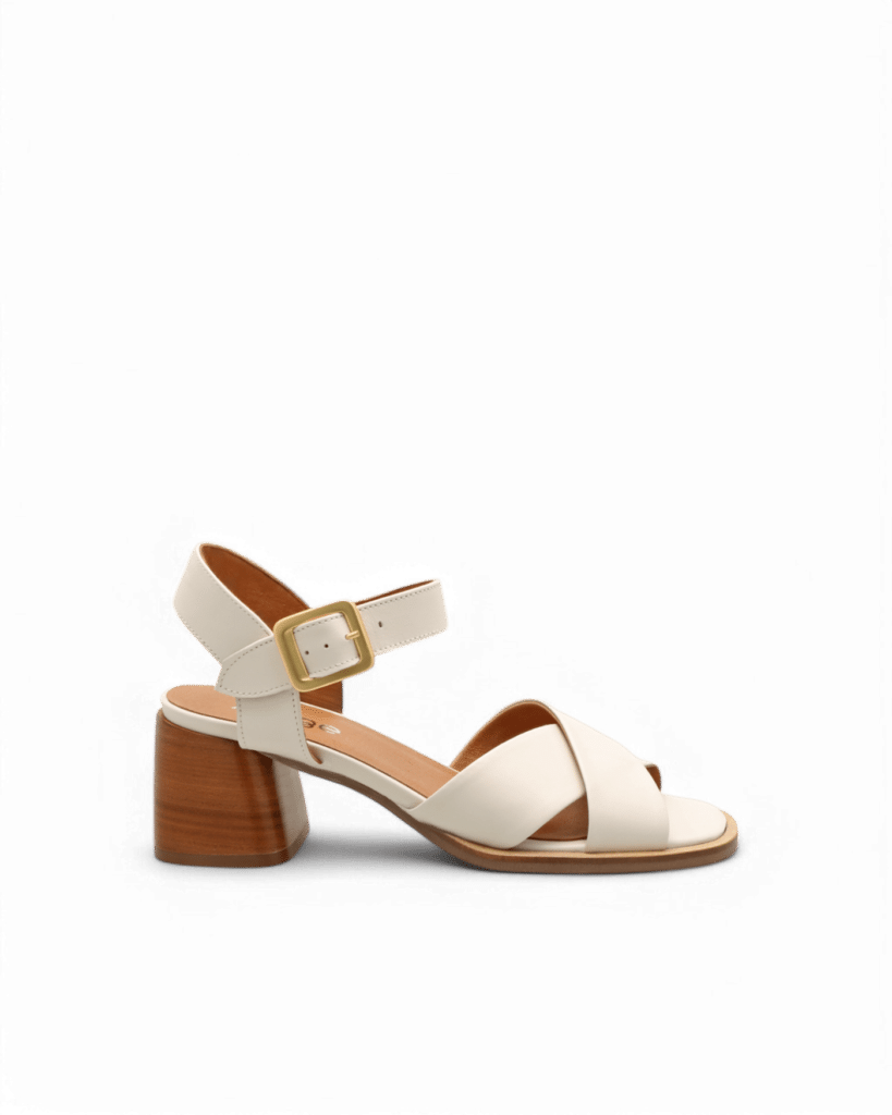 sandales à talon cuir blanches rita